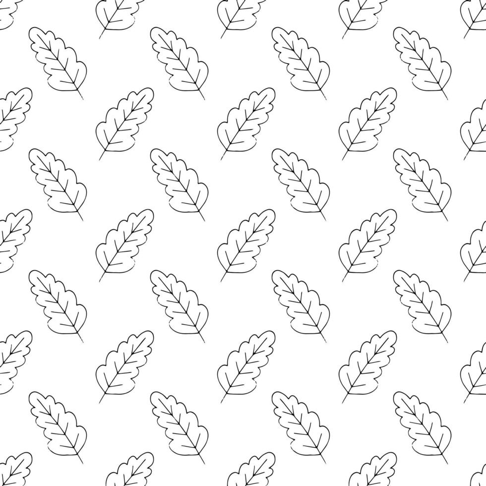 feuilles de chêne doodle dessiné main modèle sans couture. vecteur, minimalisme, monochrome. textiles, papier d'emballage, papier peint automne vecteur