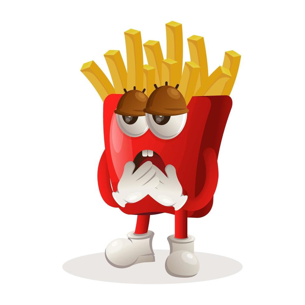 adorable mascotte de frites avec une expression ennuyée vecteur