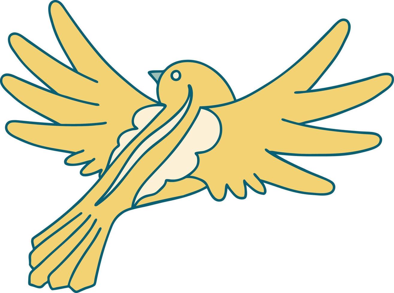 image emblématique de style tatouage d'un oiseau volant vecteur