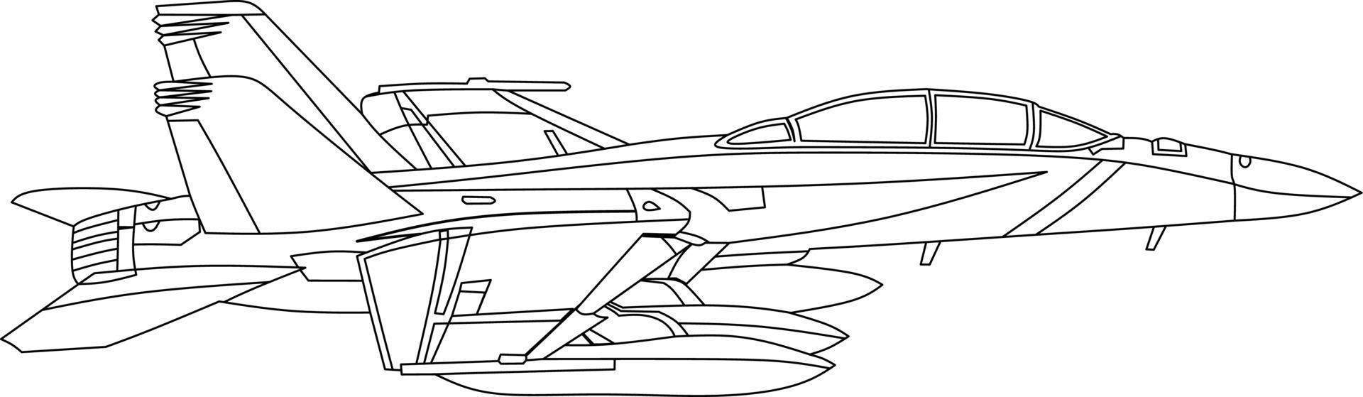 image vectorielle d'un avion de chasse pour cahier de coloriage vecteur