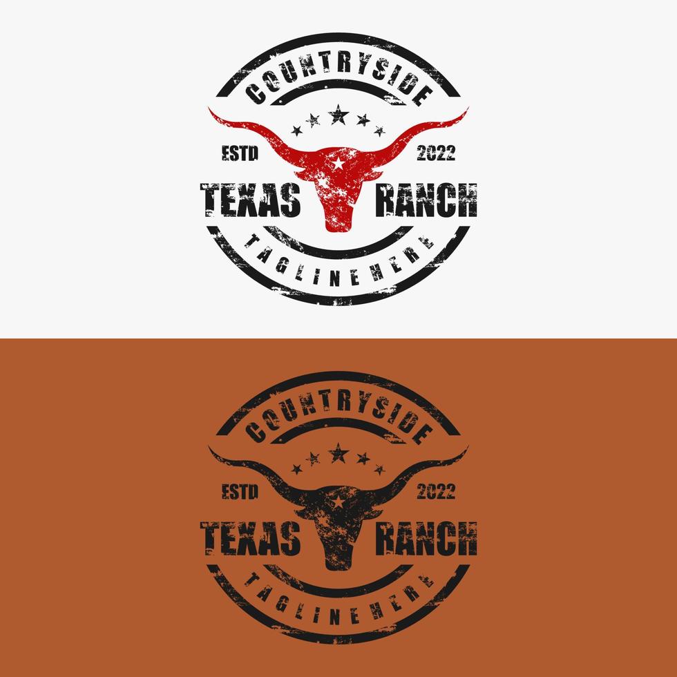 insigne de logo de campagne vintage texas ranch vecteur