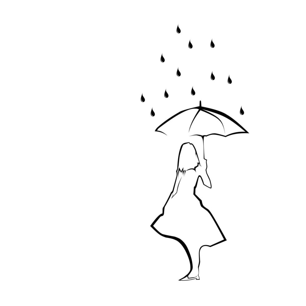 femme avec parapluie vecteur