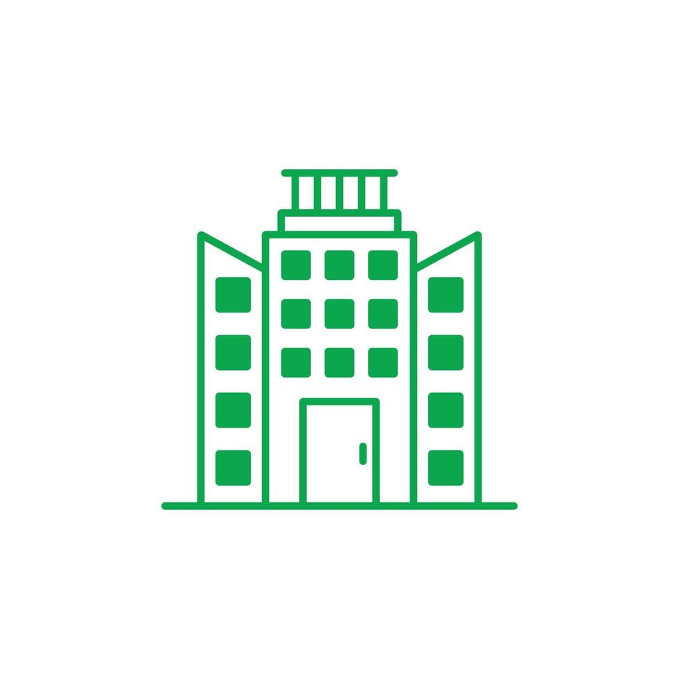 eps10 vecteur vert icône de bâtiment de bureau ou de mairie isolé sur fond blanc. symbole d'appartement ou d'architecture dans un style moderne simple et plat pour la conception, le logo et l'application mobile de votre site Web