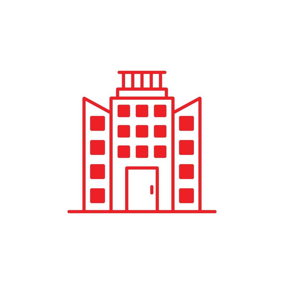 eps10 vecteur rouge icône de bâtiment de bureau ou de mairie isolé sur fond blanc. symbole d'appartement ou d'architecture dans un style moderne et plat simple pour la conception, le logo et l'application mobile de votre site Web