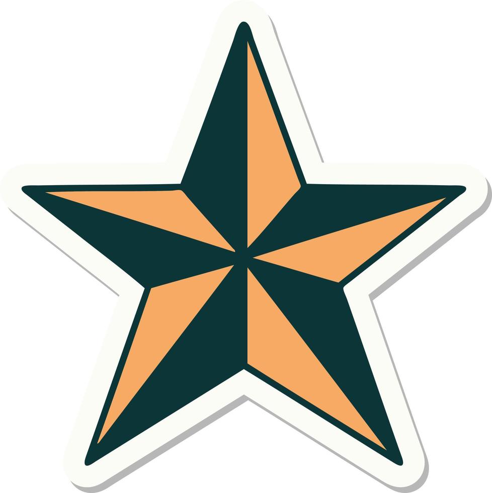 autocollant de tatouage dans le style traditionnel d'une étoile vecteur