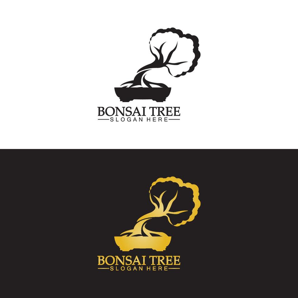 bonsai logo design silhouette icône vecteur