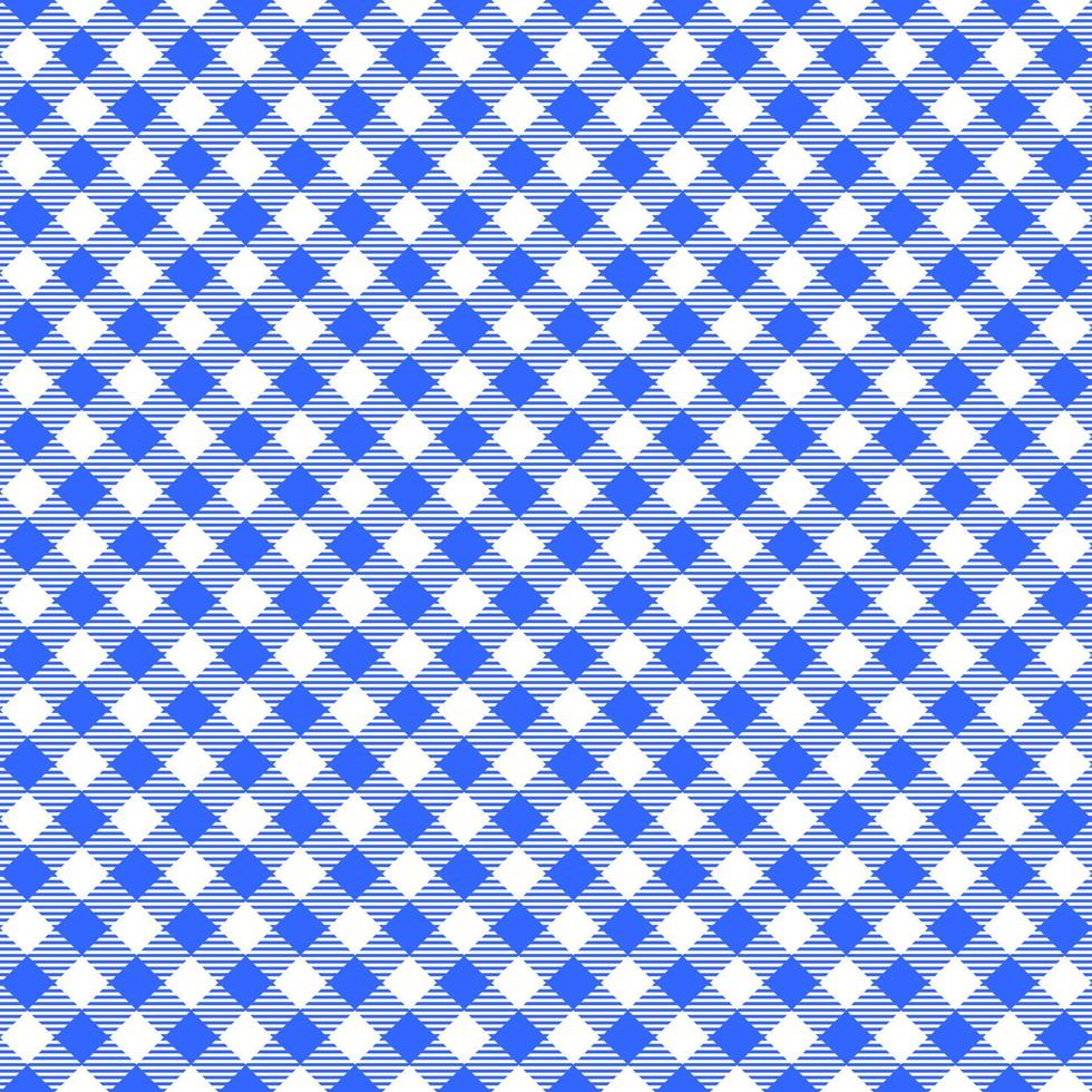 modèle sans couture de vichy bleu et blanc diagonal avec des carrés rayés. texture à carreaux pour couverture de pique-nique, nappe, plaid. vue de dessus. fond géométrique en tissu vecteur