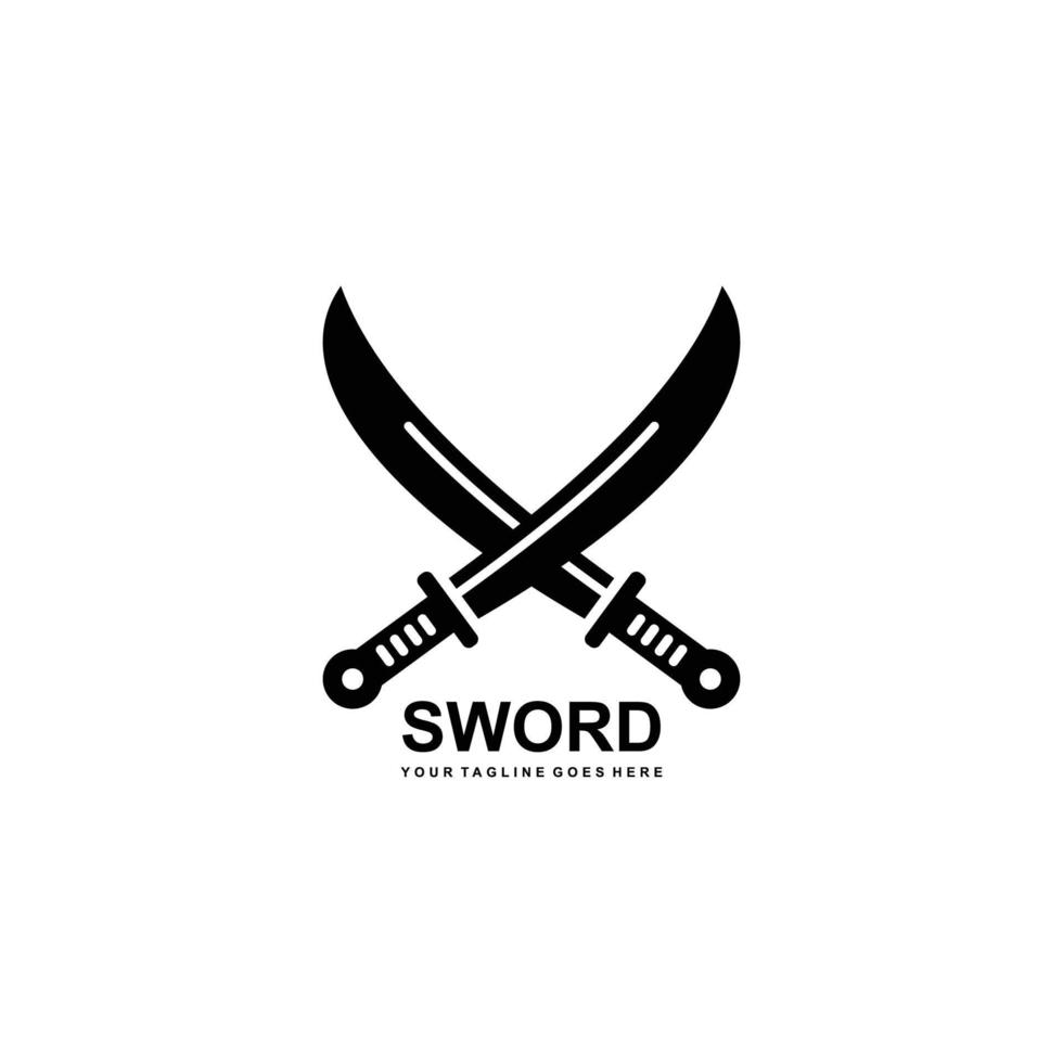 vecteur de logo plat simple épée