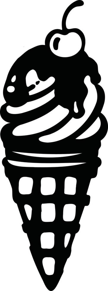 cornet de crème glacée avec garniture au chocolat, pépites et cerise, sorbet, illustration vectorielle vecteur