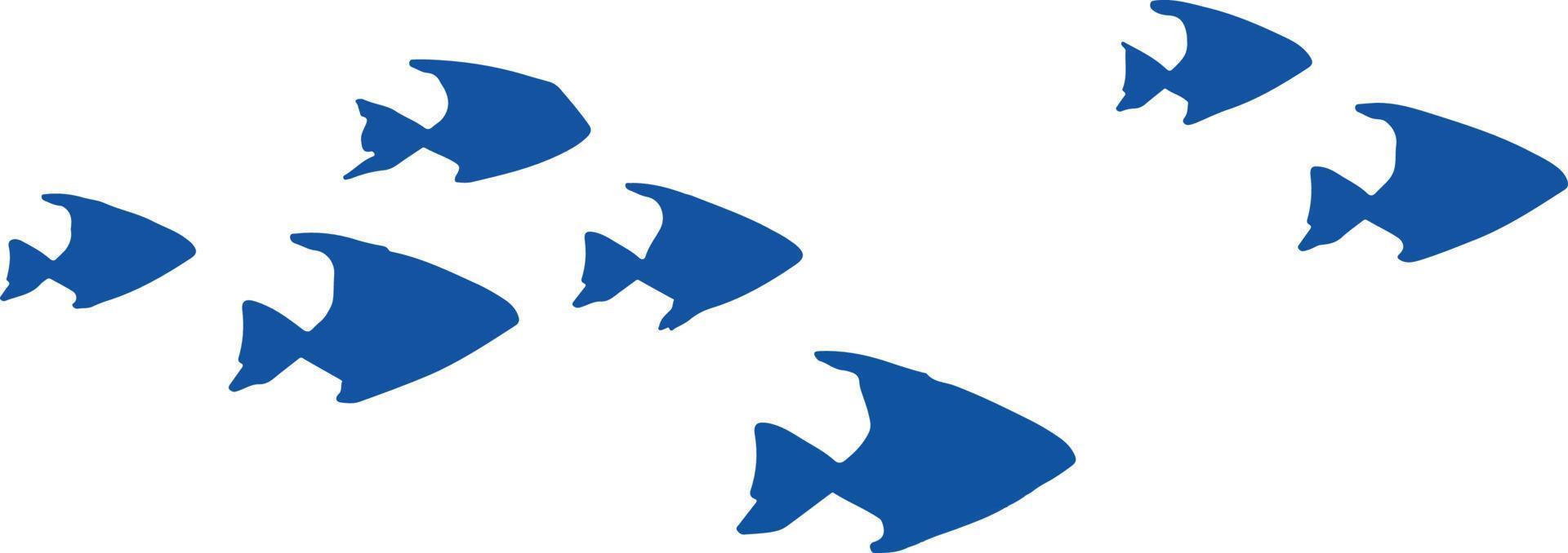 troupeau de petits poissons bleus dessinés vecteur