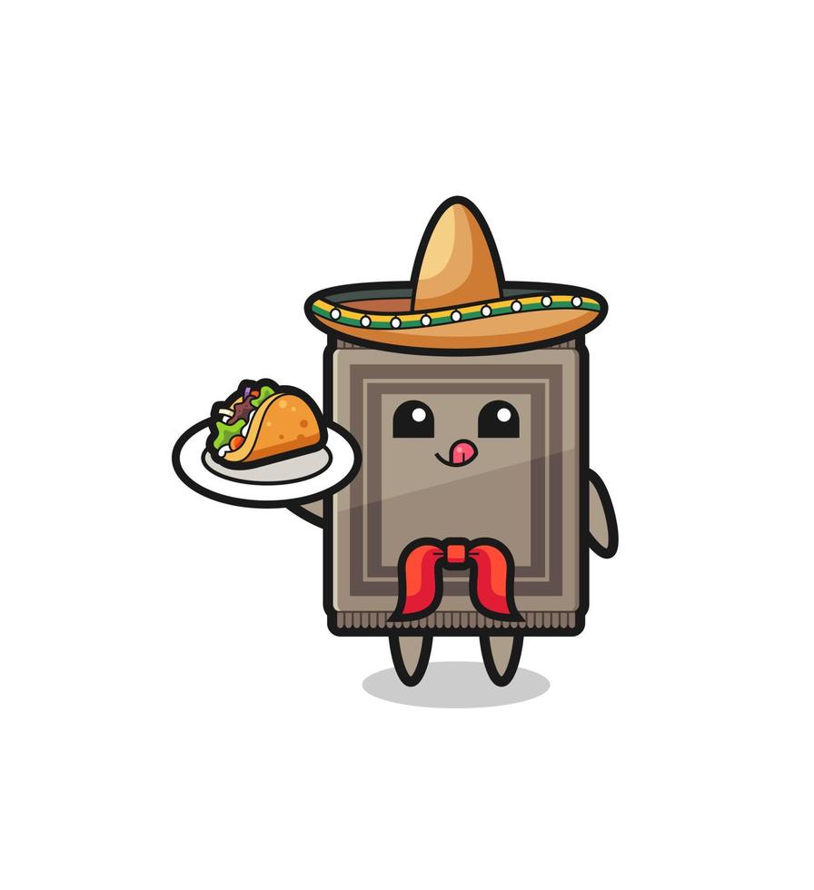 mascotte de chef mexicain tapis tenant un taco vecteur