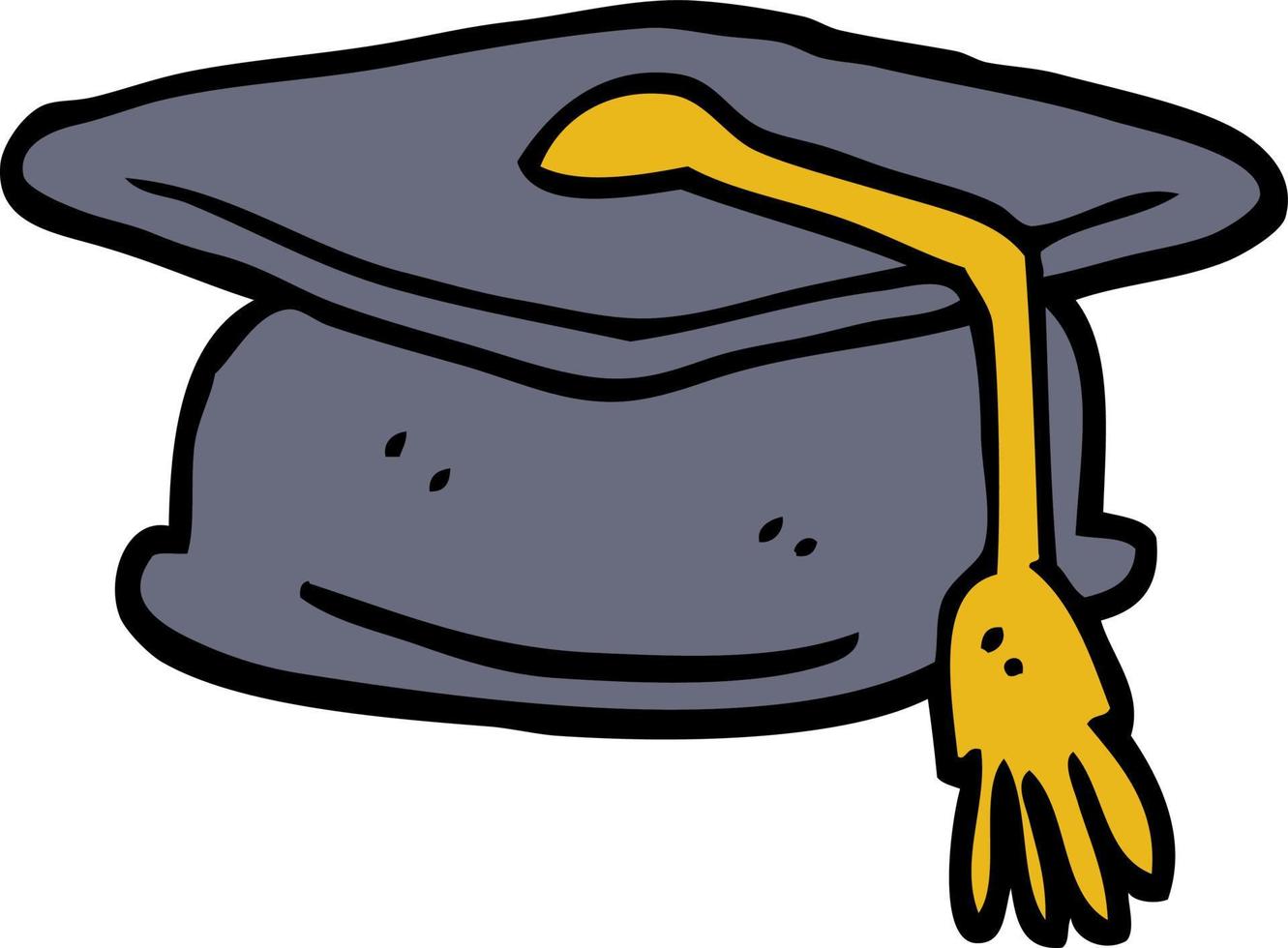 chapeau de graduation de dessin animé de style doodle dessiné à la main vecteur