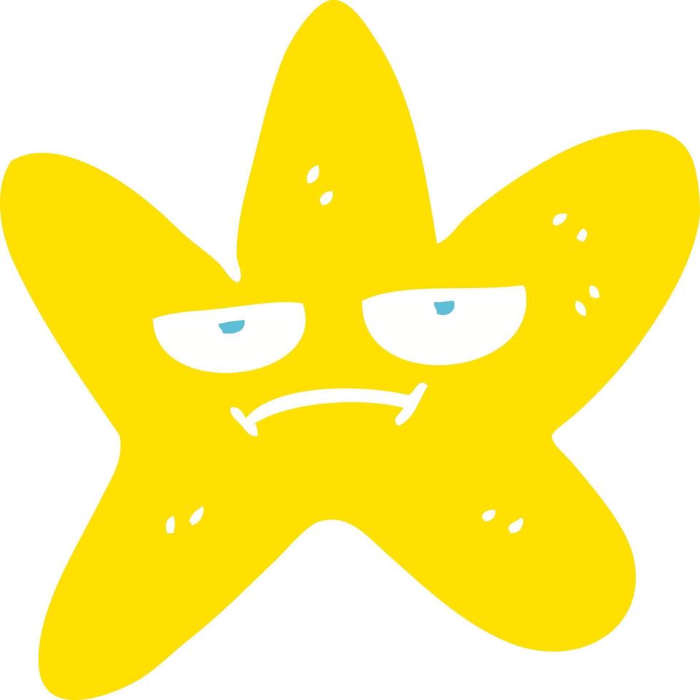 poisson étoile de dessin animé illustration couleur plate vecteur