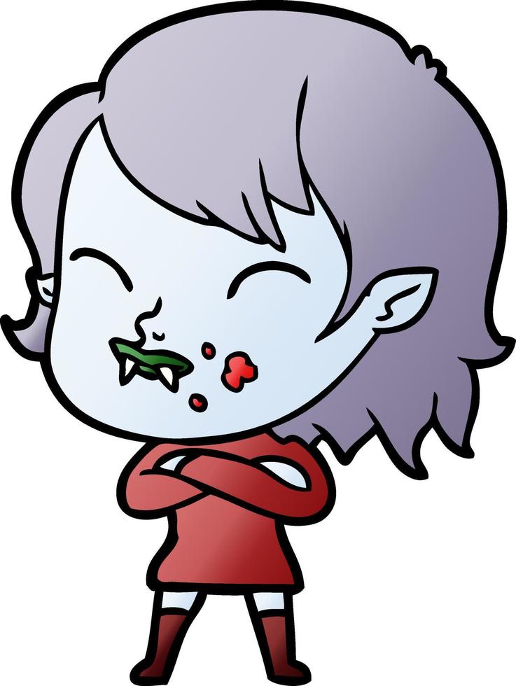 dessin animé vampire fille avec du sang sur la joue vecteur