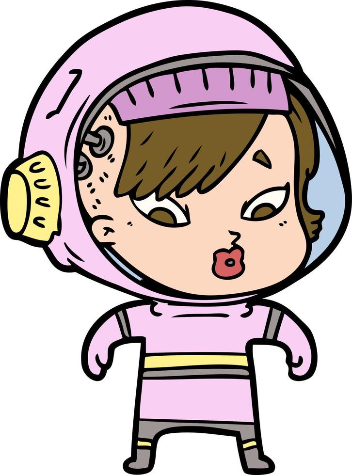 femme astronaute de dessin animé vecteur