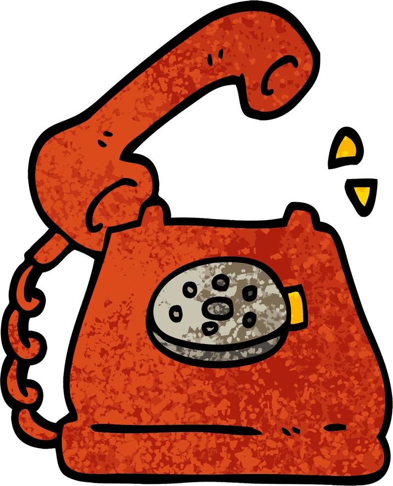 sonnerie de téléphone de dessin animé illustration texturée grunge vecteur