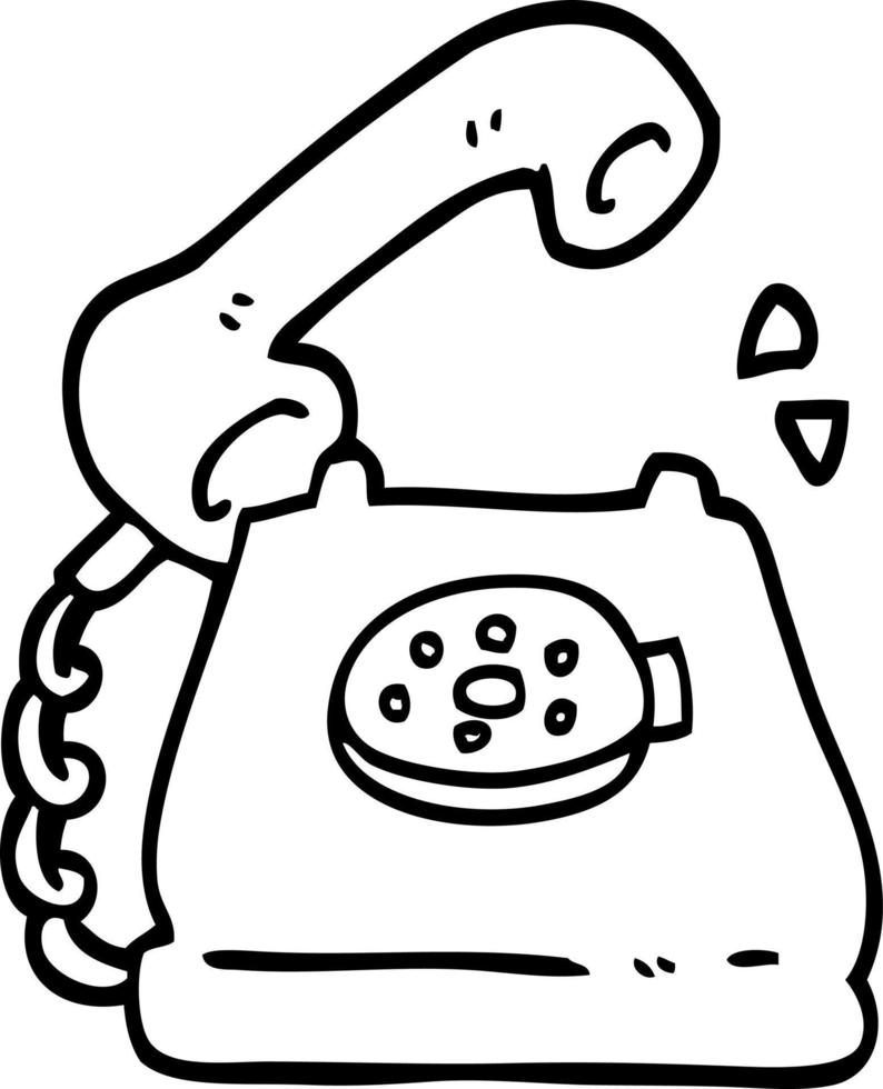 sonnerie de téléphone dessin animé noir et blanc vecteur