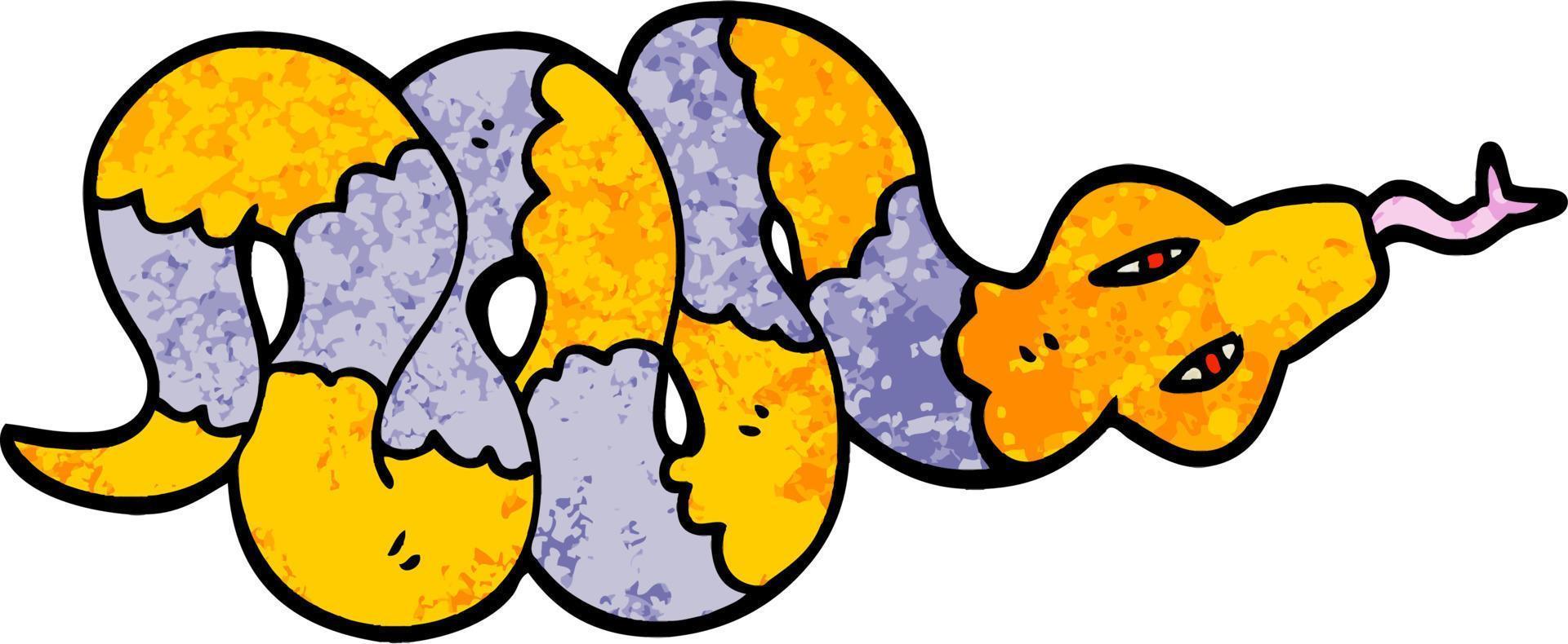 grunge texturé illustration dessin animé serpent venimeux vecteur