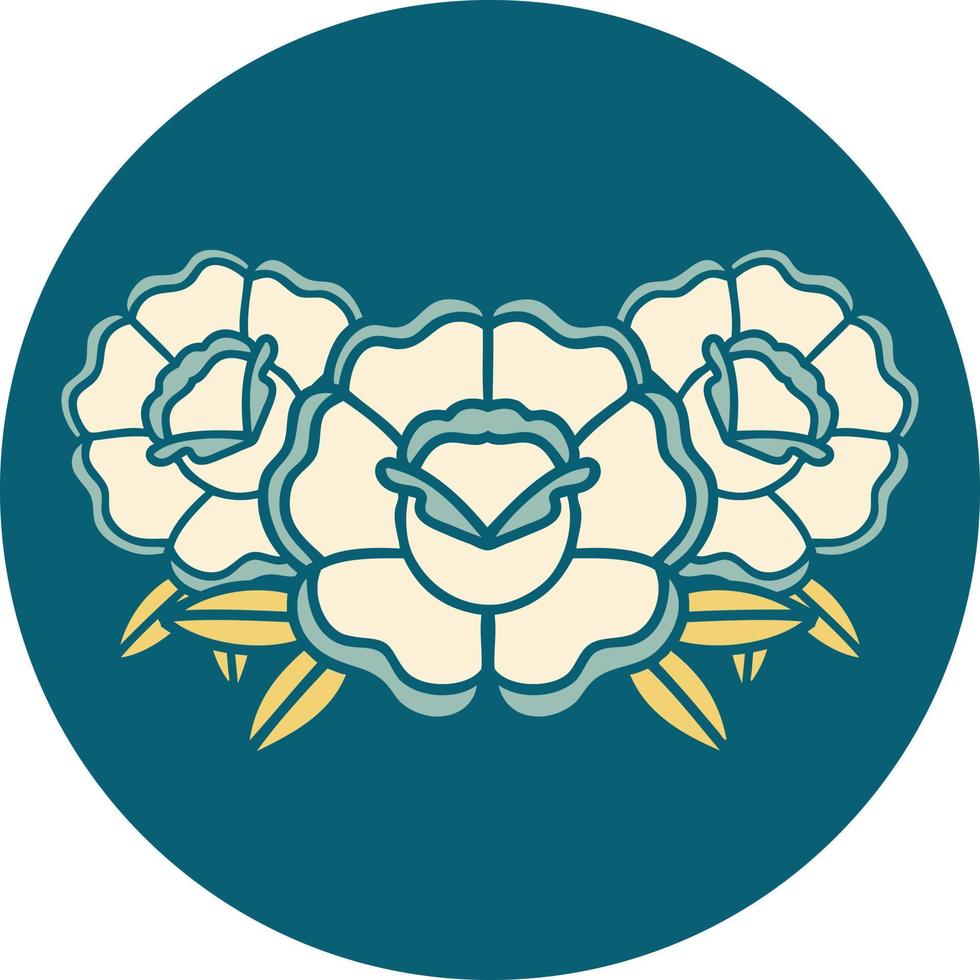 image emblématique de style tatouage d'un bouquet de fleurs vecteur