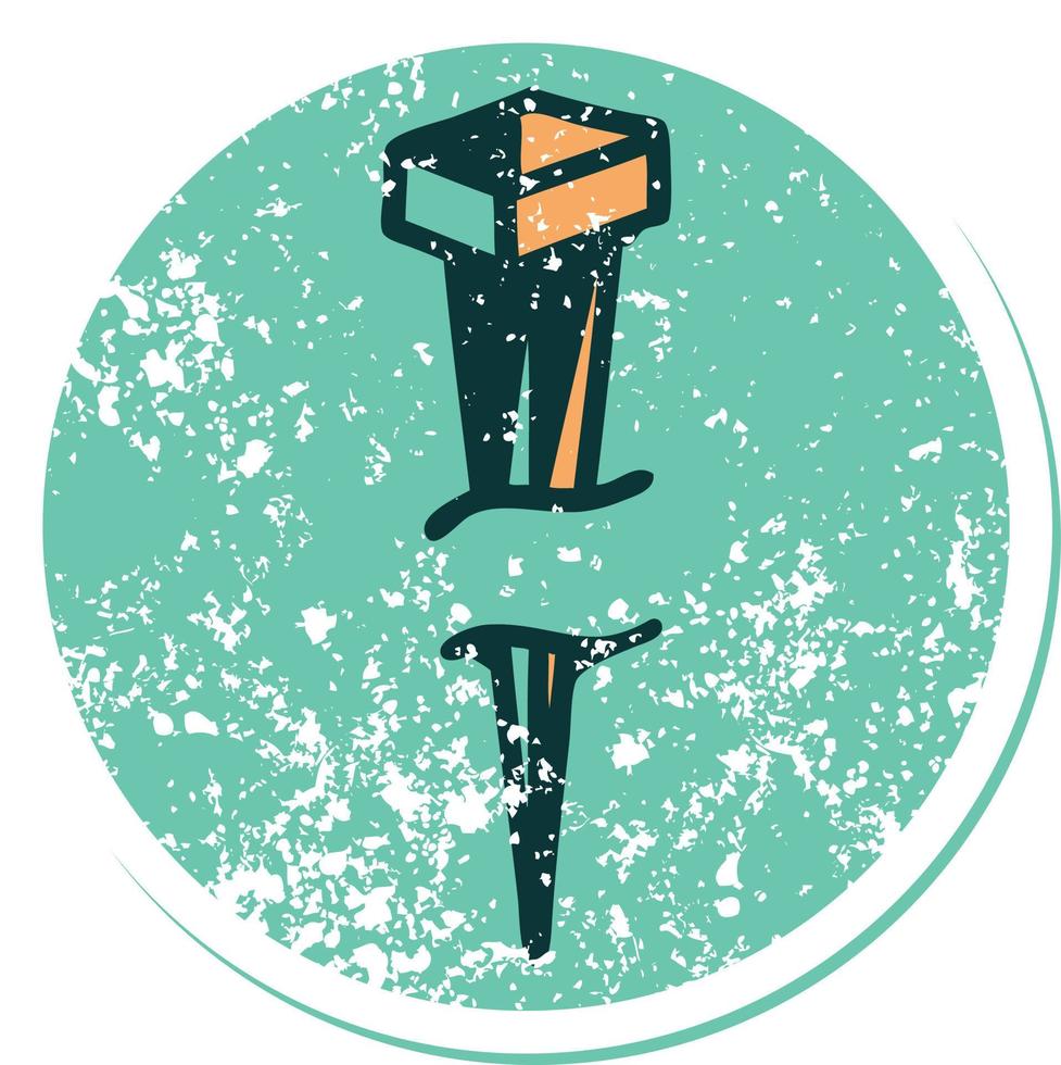 image emblématique de style tatouage d'autocollant en détresse d'un clou de fer vecteur