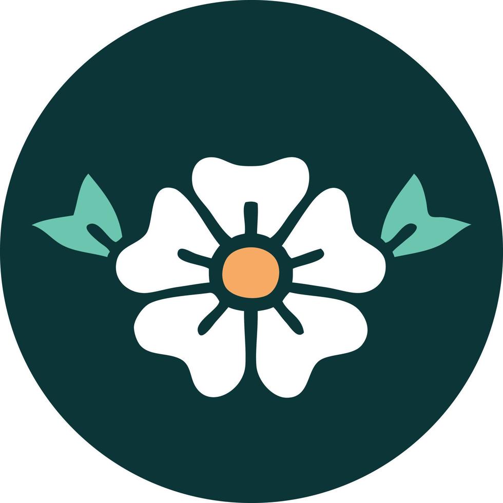 image de style de tatouage emblématique d'une fleur vecteur