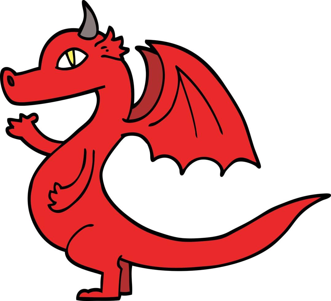 mignon dragon de dessin animé de style doodle dessiné à la main vecteur