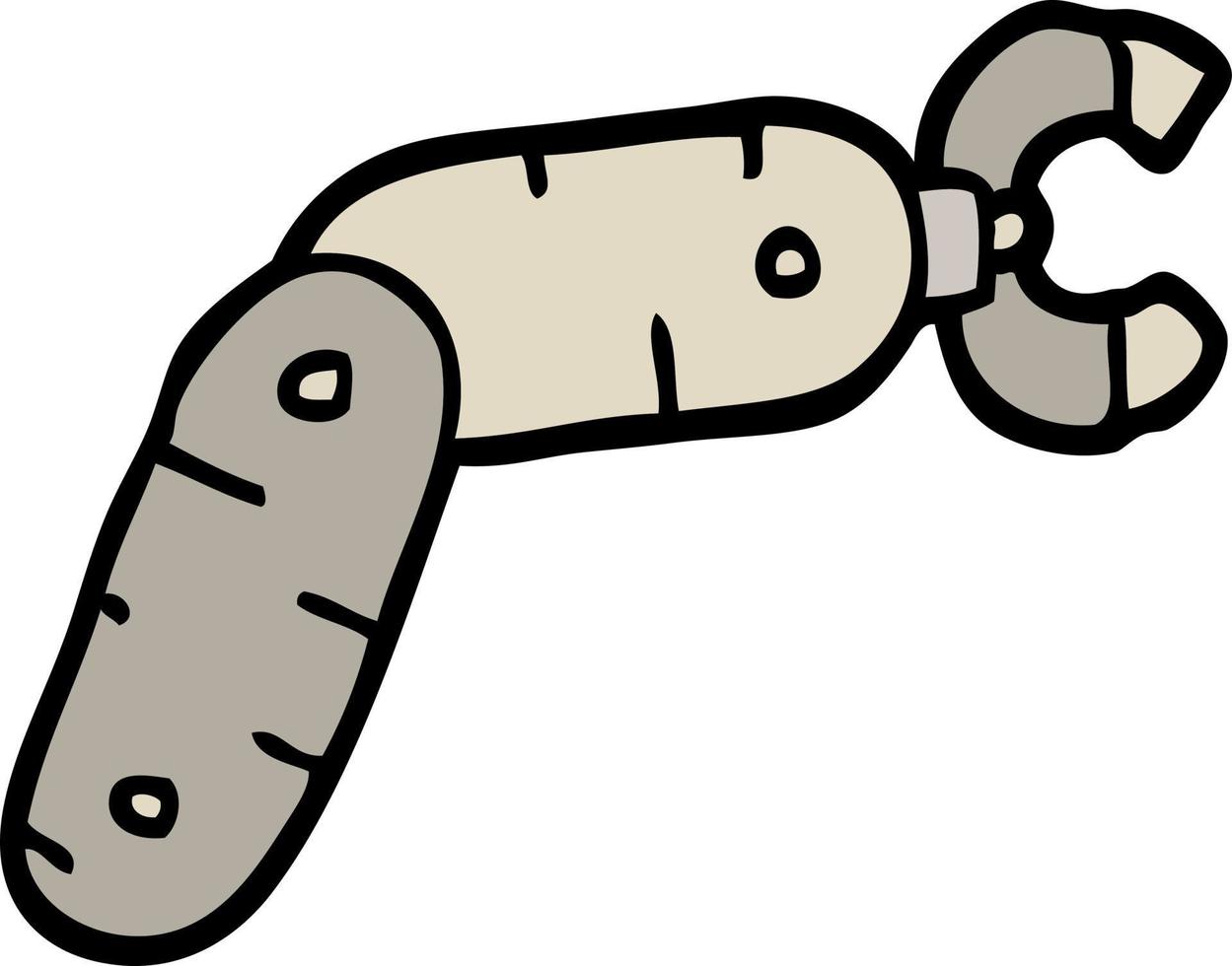 bras de robot de dessin animé de style doodle dessiné à la main vecteur