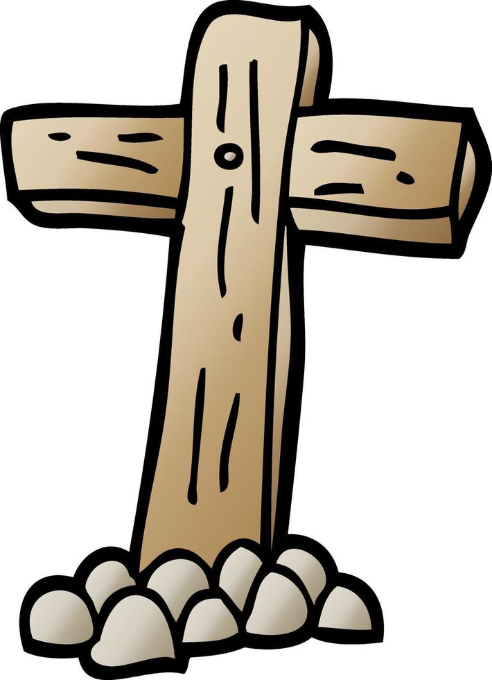 croix de bois dessin animé illustration vectorielle dégradé vecteur