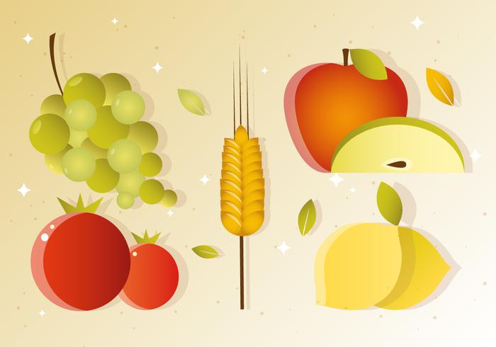 Récolte de fruits à l'automne gratuit vecteur