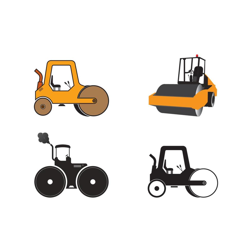 équipement lourd ou icône de véhicule de compacteur de route d'asphalte vecteur