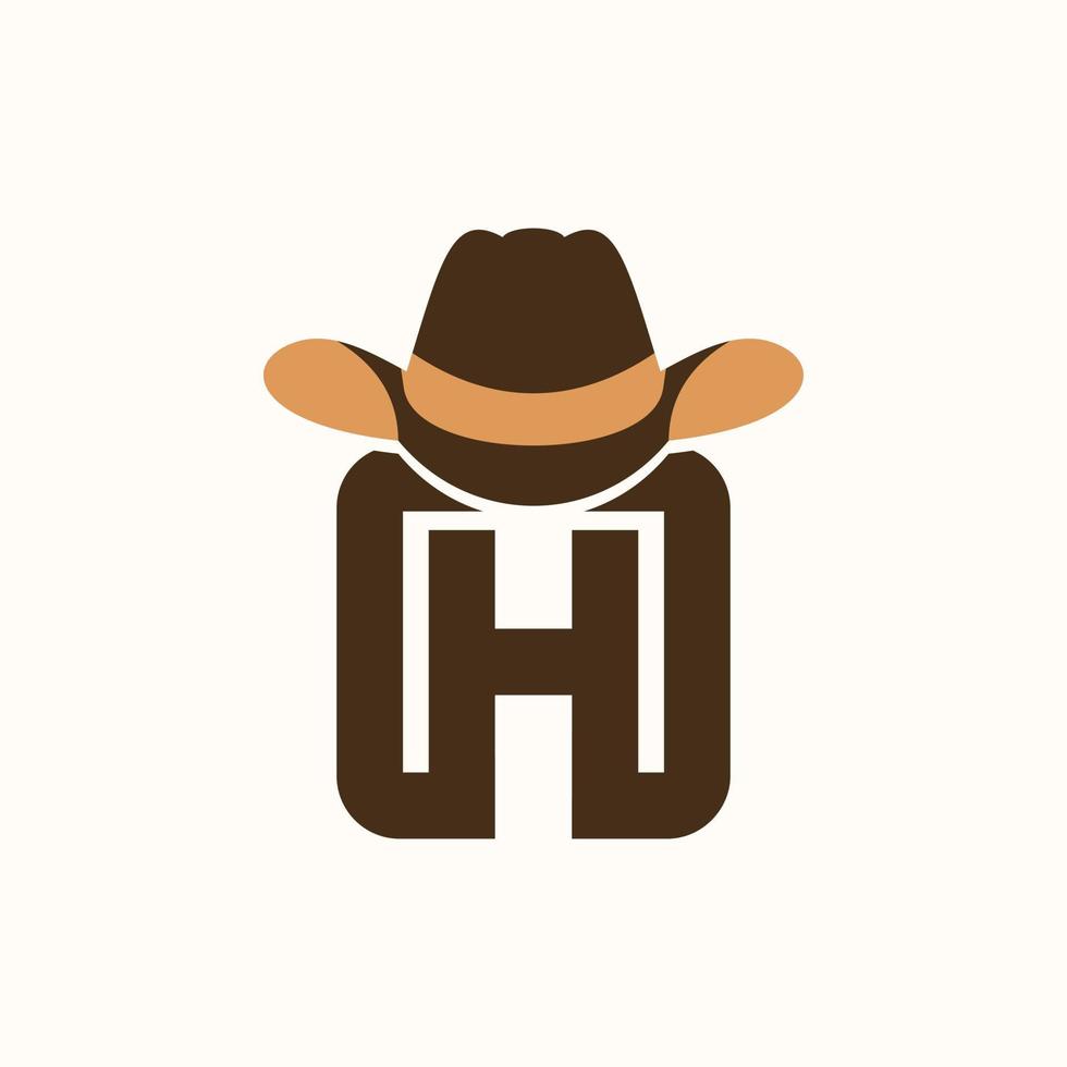 lettre h chapeau logo monogramme cow boy vecteur