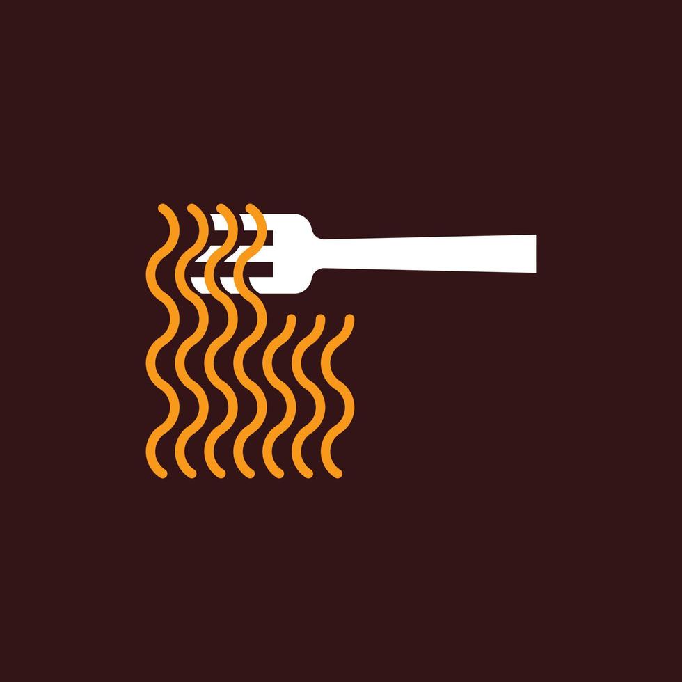 logo créatif de nourriture de menu de nouilles de fourchette vecteur