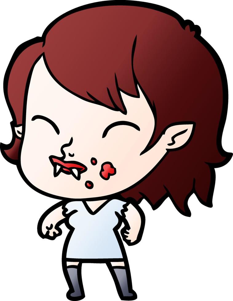 dessin animé vampire fille avec du sang sur la joue vecteur