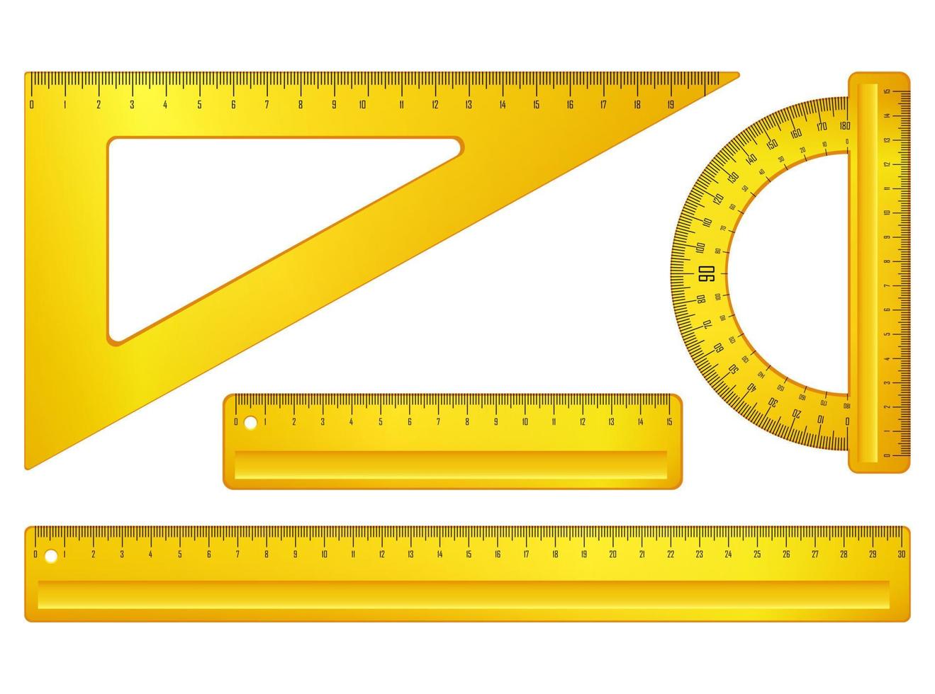 ensemble d'icônes de règle. unités d'indicateur de taille de collection isolées sur fond blanc. vecteur