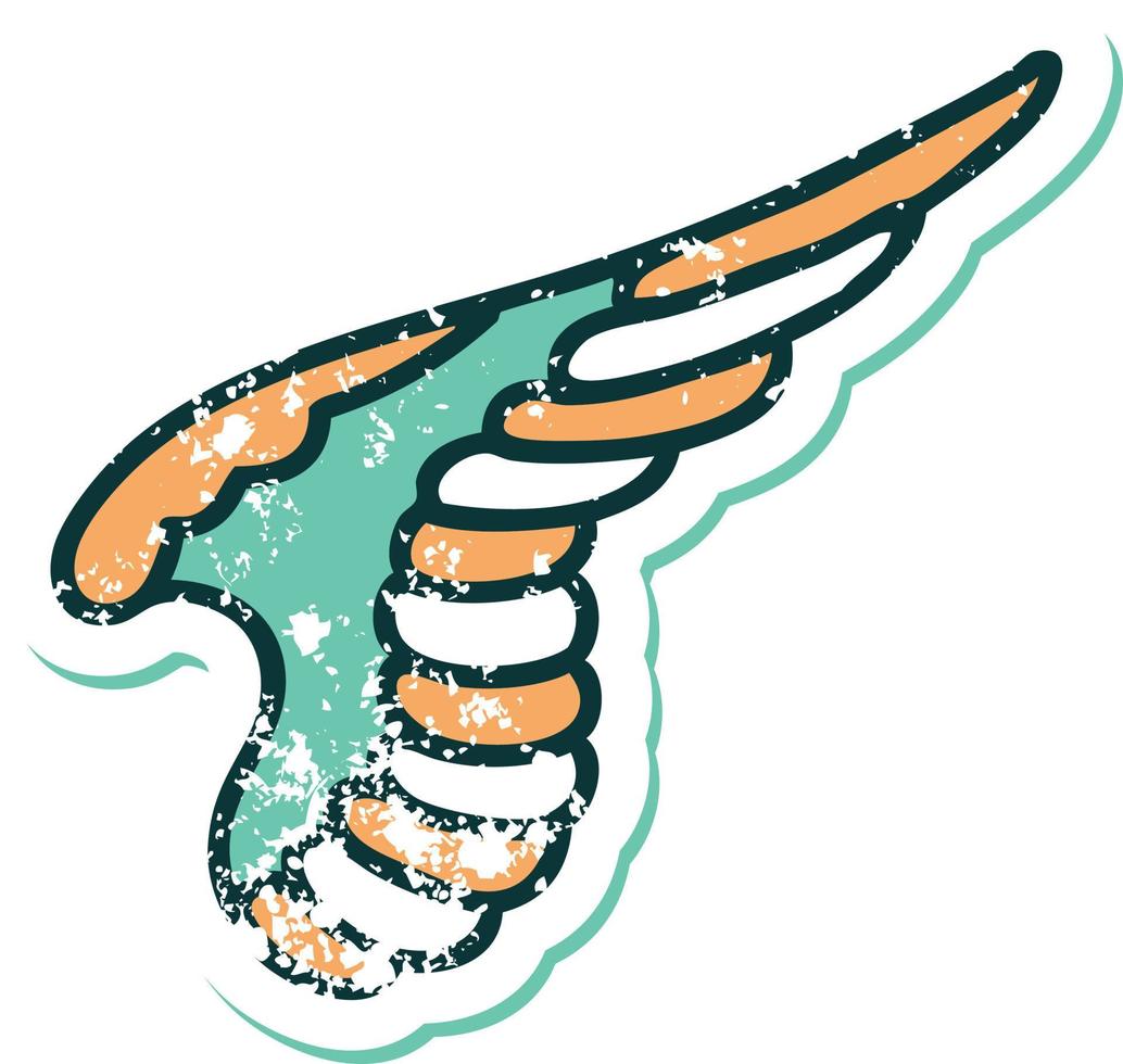 image emblématique de style tatouage d'autocollant en détresse d'une aile vecteur