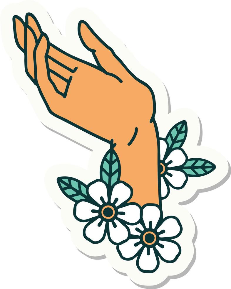 autocollant de tatouage dans le style traditionnel d'une main vecteur