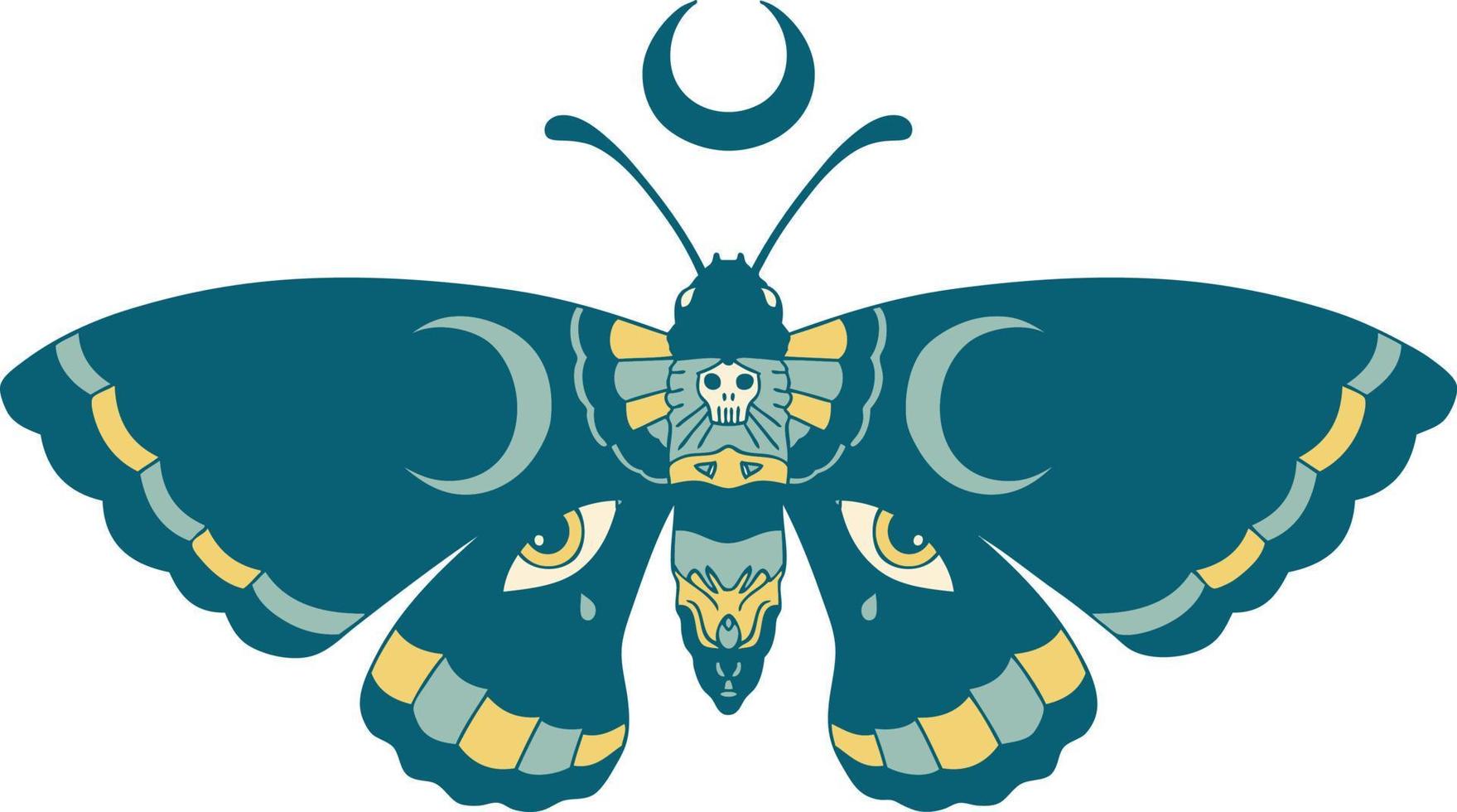 image de style de tatouage emblématique d'un papillon de nuit vecteur