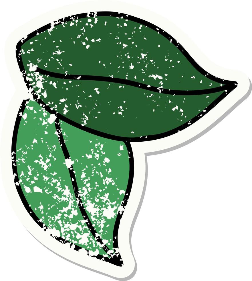 tatouage d'autocollant en détresse dans le style traditionnel des feuilles vecteur