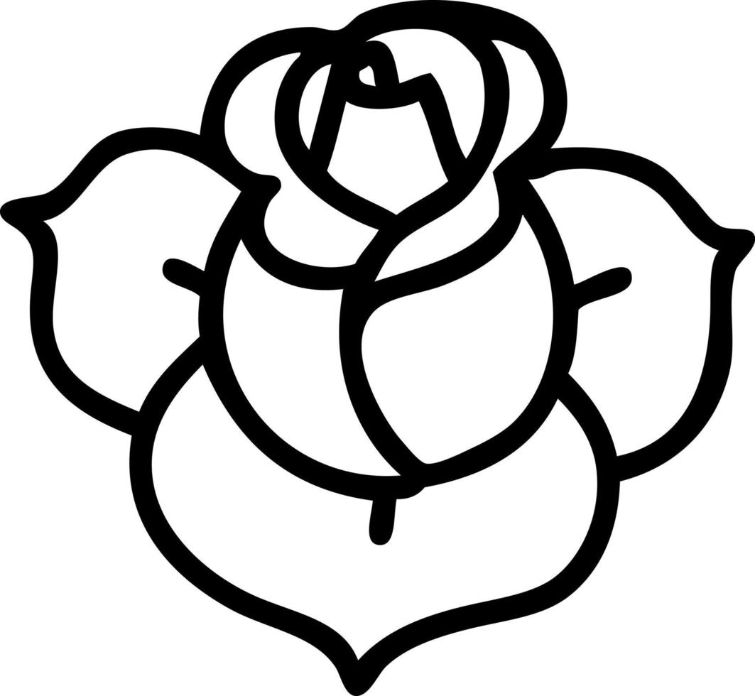 tatouage dans le style de ligne noire d'une fleur vecteur