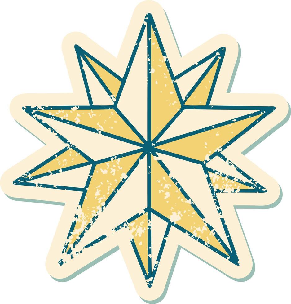 image emblématique de style tatouage d'autocollant en détresse d'une étoile vecteur
