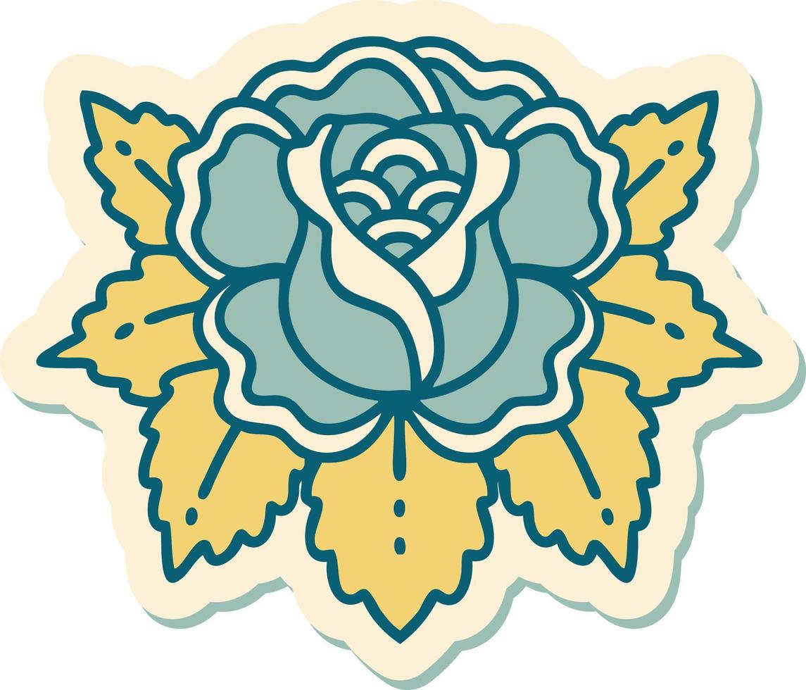 autocollant de tatouage dans le style traditionnel d'une rose vecteur