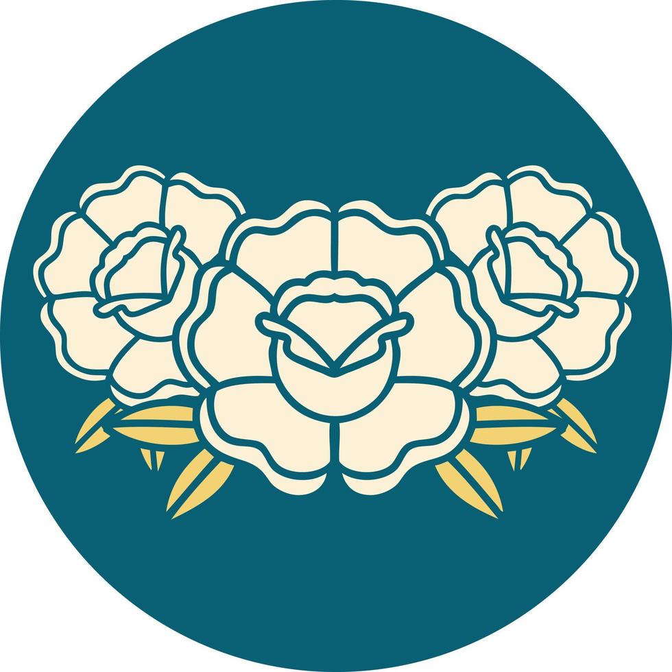 image emblématique de style tatouage d'un bouquet de fleurs vecteur