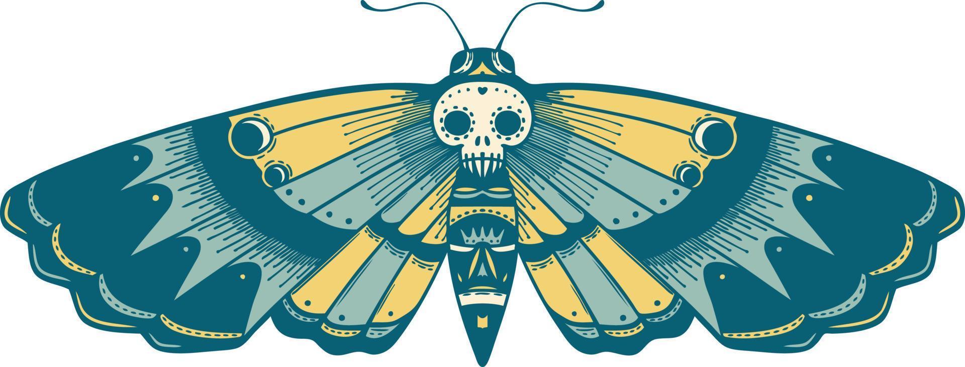 image emblématique de style tatouage d'un papillon à tête de mort vecteur