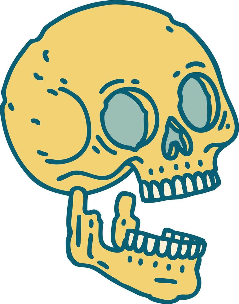 image de style de tatouage emblématique d'un crâne vecteur