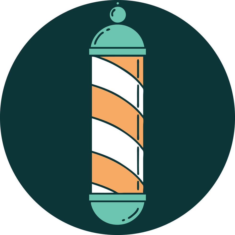 image emblématique de style tatouage d'un poteau de barbier vecteur