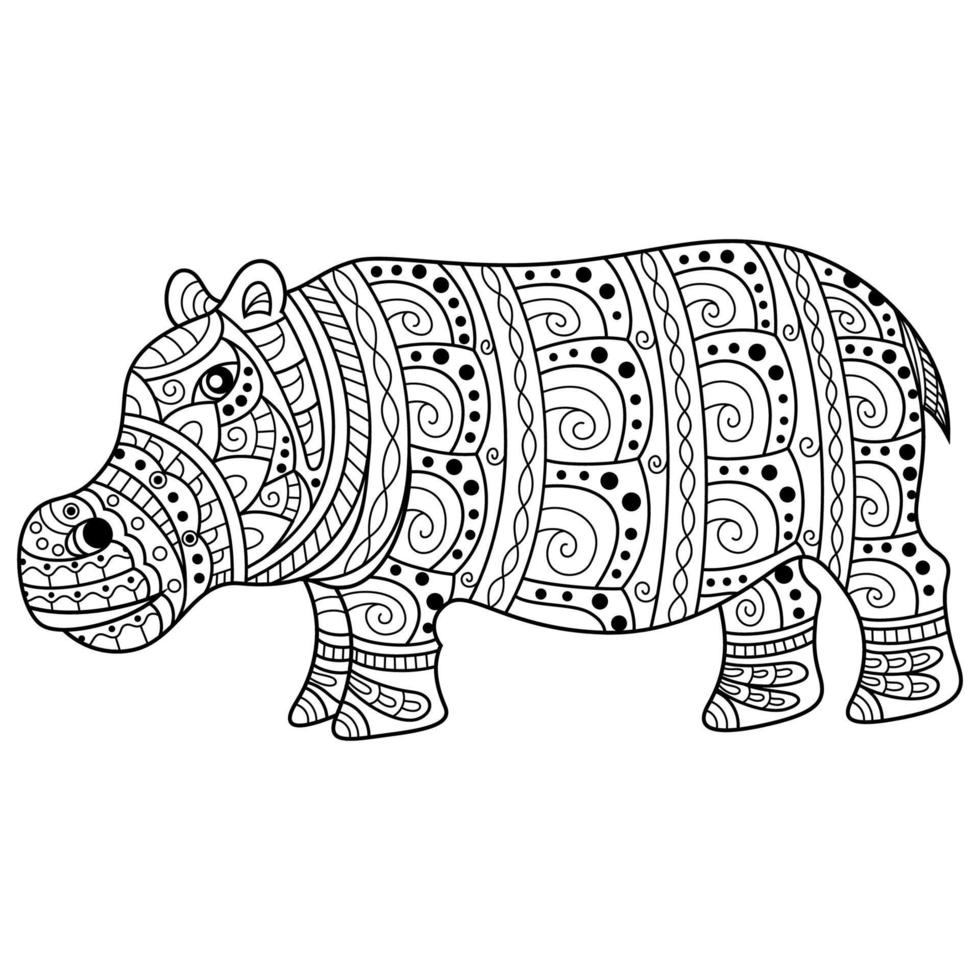 dessin au trait hippopotame vecteur