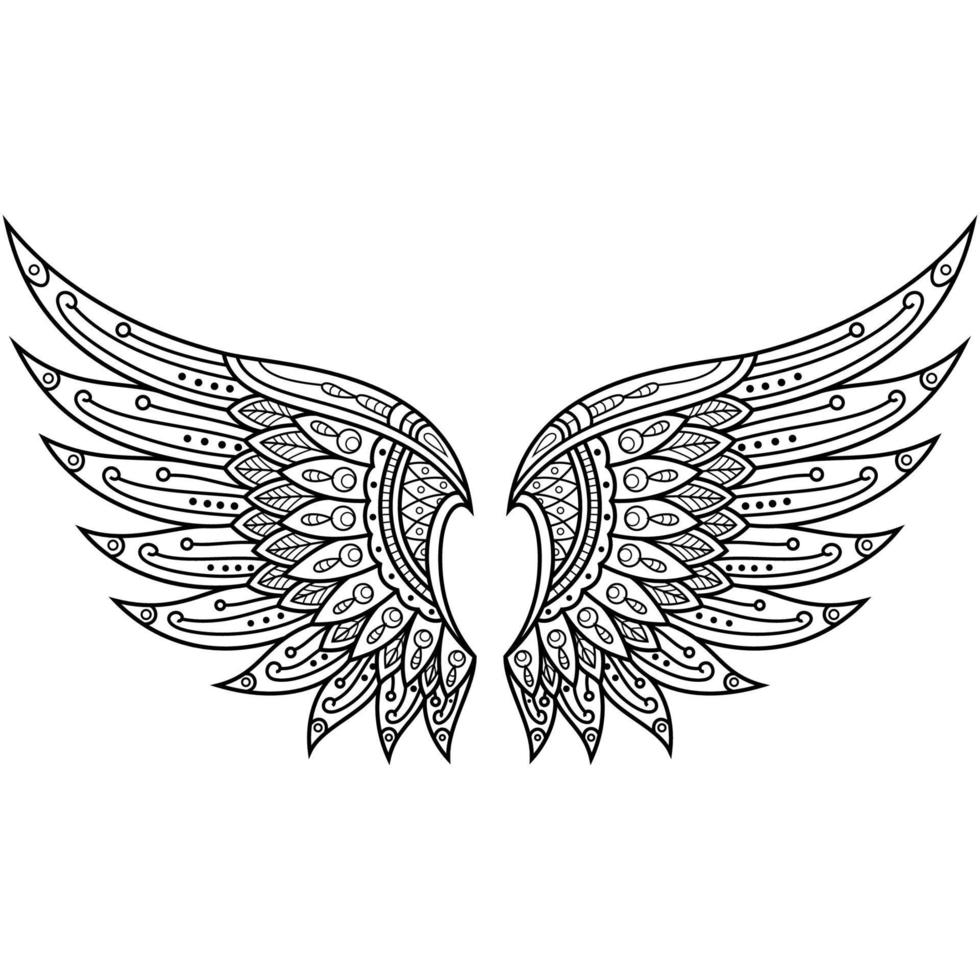 dessin au trait ailes d'ange vecteur