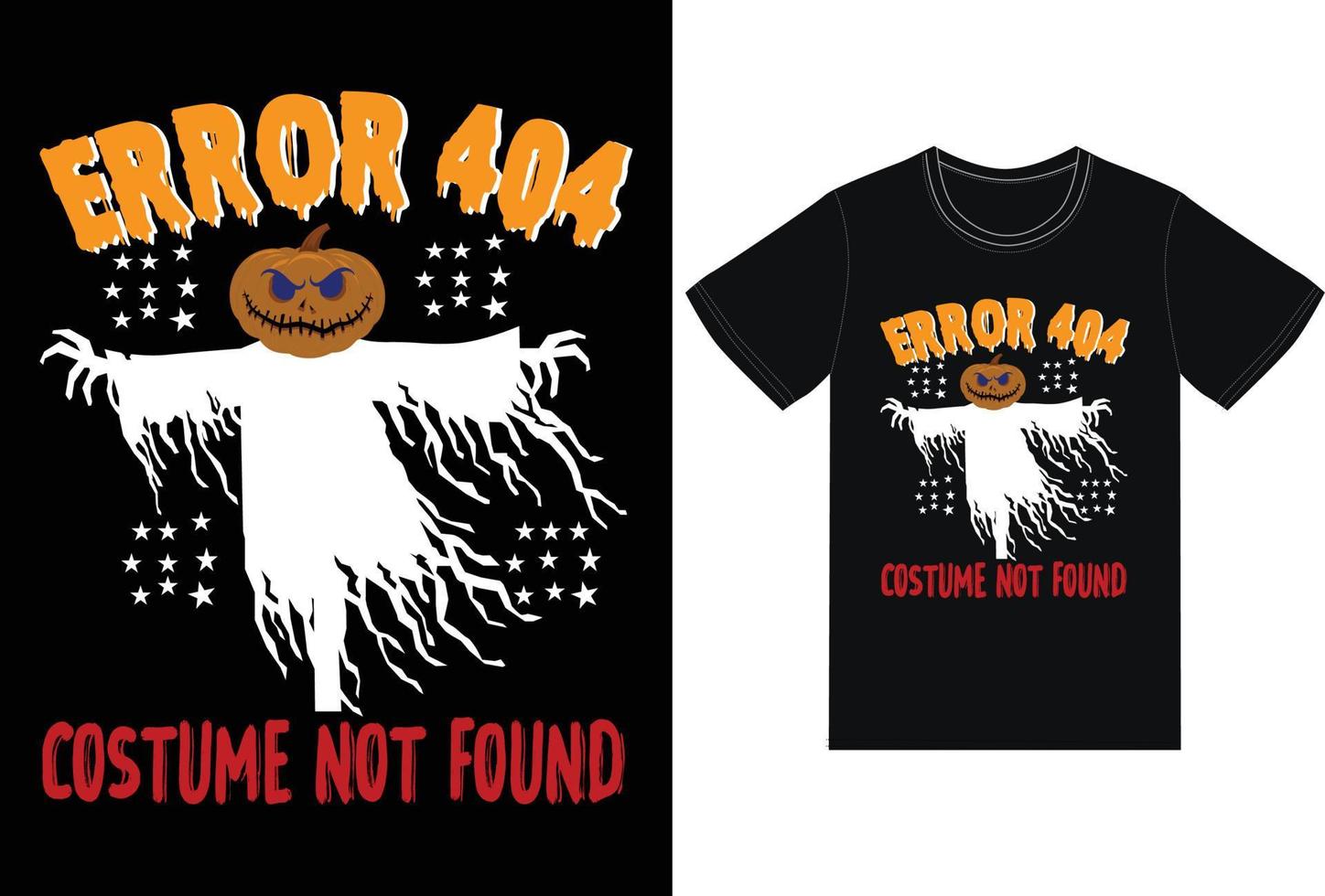 modèle de vecteur de conception de t-shirt halloween drôle. erreur 404 costume introuvable conception de t-shirt. conception de modèle de t-shirt de citations de tri d'halloween pour le jour d'halloween et le vecteur libre d'affaires de pod.