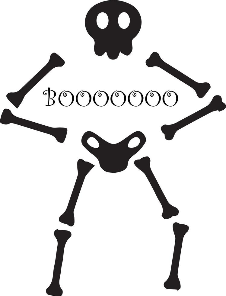 boooooo-conception d'halloween faite avec un squelette à proximité vecteur