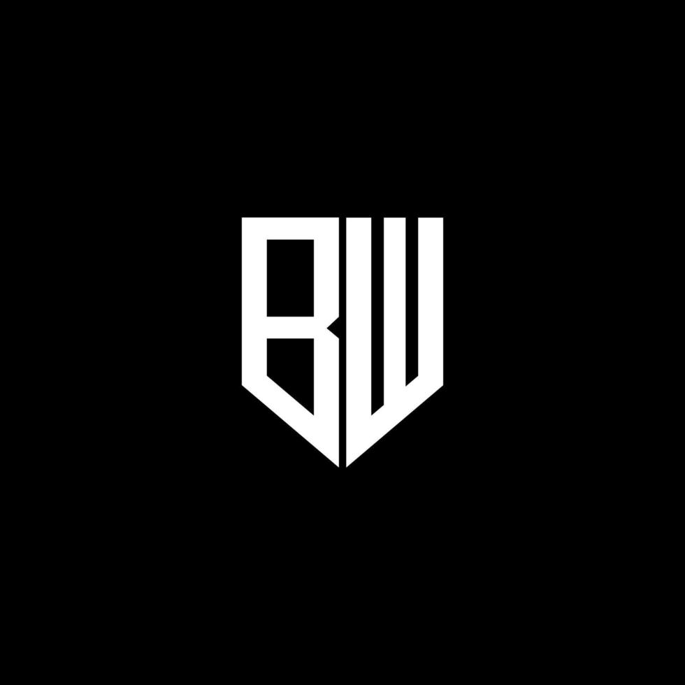 création de logo de lettre bw avec fond noir dans l'illustrateur. logo vectoriel, dessins de calligraphie pour logo, affiche, invitation, etc. vecteur